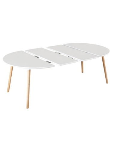 MESA COMEDOR EXTENSIBLE NORDIKA 100 - 140 - 180 CM BLANCO / HAYA
