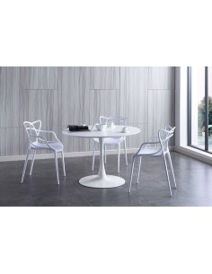 MESA COMEDOR REDONDA GINA 110 CM BLANCO 2