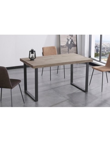 MESA COMEDOR FIJA NATURAL 140 x 80 CM  ROBLE AMERICAN / NEGRO