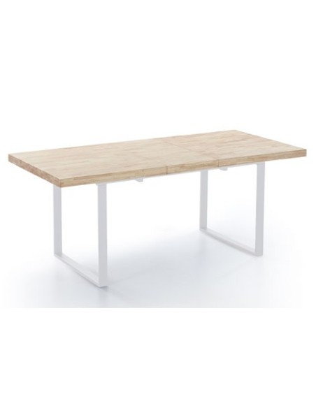 MESA COMEDOR EXTENSIBLE NATURAL 140 - 180 x 80 CM ROBLE NORDISH / BLANCO