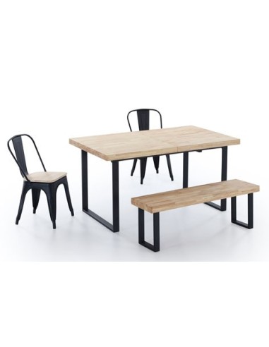 MESA COMEDOR EXTENSIBLE NATURAL 140 - 180 x 80 CM ROBLE NORDISH / NEGRO