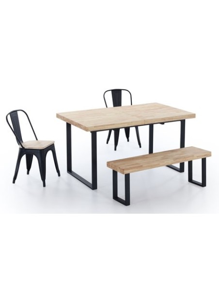 MESA COMEDOR EXTENSIBLE NATURAL 140 - 180 x 80 CM ROBLE NORDISH / NEGRO