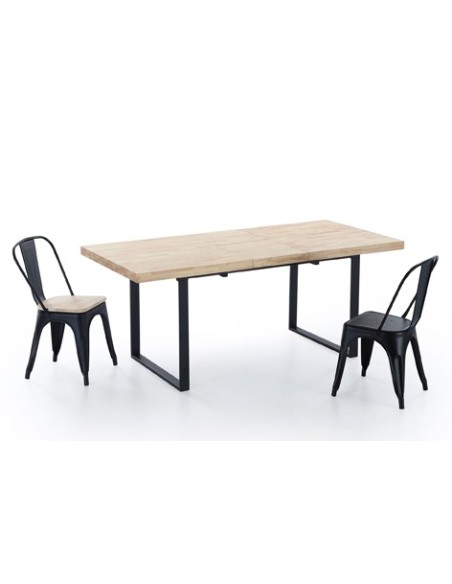 MESA COMEDOR EXTENSIBLE NATURAL 140 - 180 x 80 CM ROBLE NORDISH / NEGRO