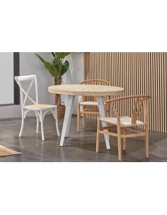 MESA COMEDOR REDONDA EXTENSIBLE BERG 120 - 160 - 200 CM ROBLE NORDISH / BLANCO 2
