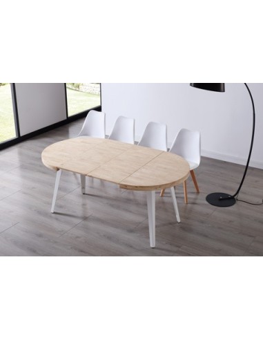 MESA COMEDOR REDONDA EXTENSIBLE BERG 120 - 160 - 200 CM ROBLE NORDISH / BLANCO