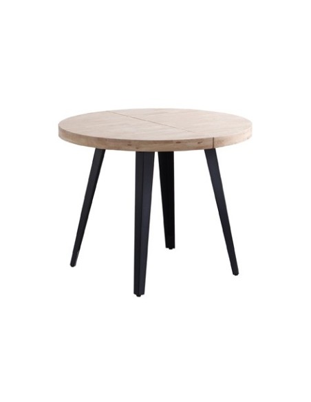 MESA COMEDOR REDONDA EXTENSIBLE BERG 120 - 160 - 200 CM ROBLE NORDISH / NEGRO