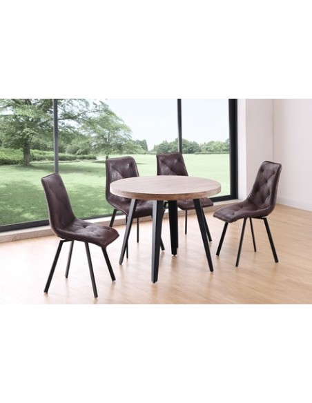 MESA COMEDOR REDONDA FIJA BERG 100 CM  ROBLE HONEY / NEGRO