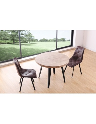 MESA COMEDOR REDONDA FIJA BERG 100 CM  ROBLE HONEY / NEGRO