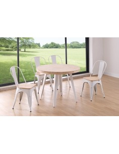 MESA COMEDOR REDONDA FIJA BERG 100 CM  ROBLE NORDISH / BLANCO 2