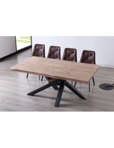 MESA COMEDOR FIJA XENA 180 x 100 CM  ROBLE HONEY / NEGRO TAPA CON FORMA
