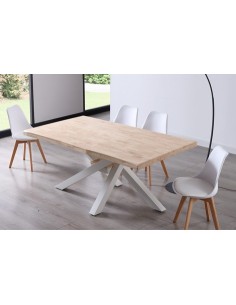 MESA COMEDOR FIJA XENA 180 x 100 CM  ROBLE NORDISH / BLANCO TAPA CON FORMA 2
