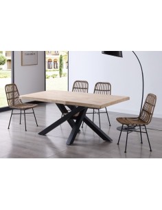 MESA COMEDOR FIJA XENA 180 x 100 CM  ROBLE NORDISH / NEGRO TAPA CON FORMA 2