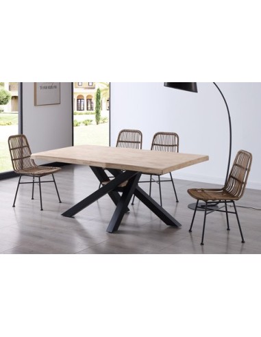MESA COMEDOR FIJA XENA 180 x 100 CM  ROBLE NORDISH / NEGRO TAPA CON FORMA