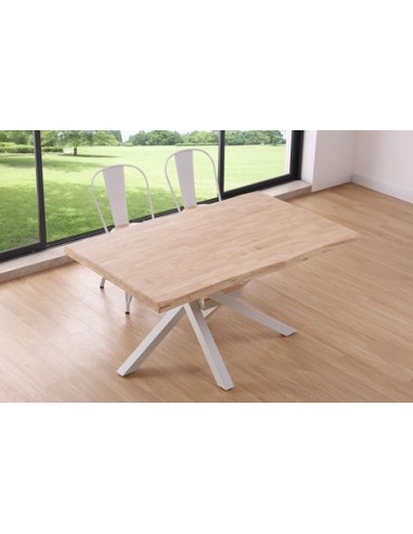 MESA COMEDOR FIJA XENA 150 x 90 CM  ROBLE NORDISH / BLANCO TAPA CON FORMA