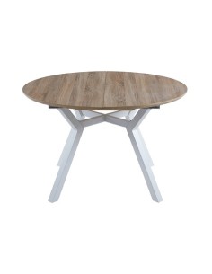 MESA COMEDOR REDONDA EXTENSIBLE DELTA 120 - 160 CM OAK / BLANCO 2