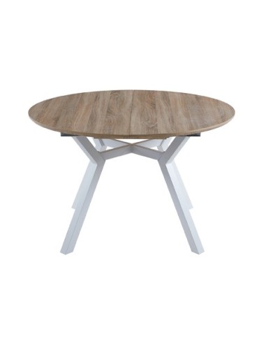 MESA COMEDOR REDONDA EXTENSIBLE DELTA 120 - 160 CM OAK / BLANCO