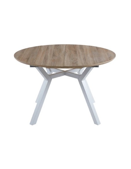 MESA COMEDOR REDONDA EXTENSIBLE DELTA 120 - 160 CM OAK / BLANCO