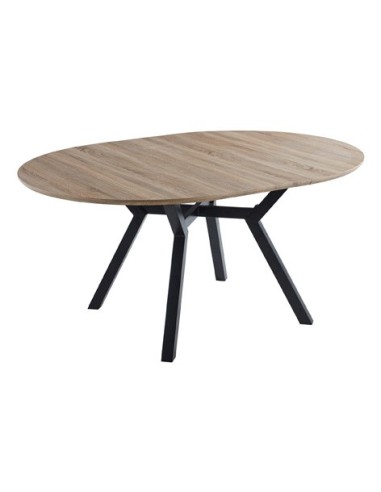 MESA COMEDOR REDONDA EXTENSIBLE DELTA 120 - 160 CM OAK / NEGRO