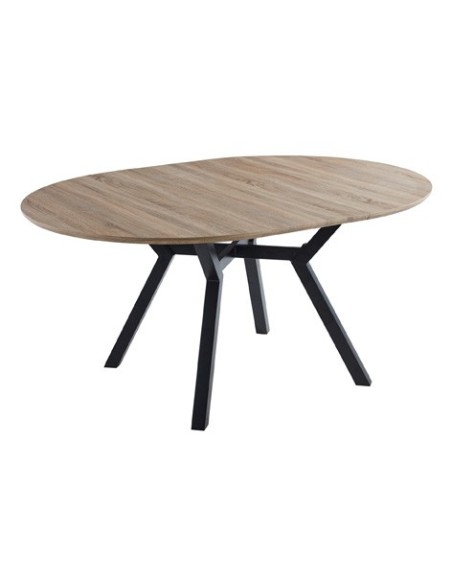 MESA COMEDOR REDONDA EXTENSIBLE DELTA 120 - 160 CM OAK / NEGRO