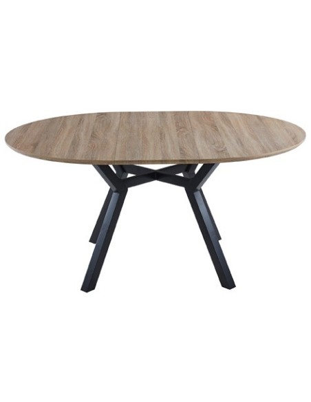 MESA COMEDOR REDONDA EXTENSIBLE DELTA 120 - 160 CM OAK / NEGRO