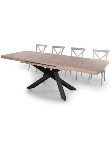 MESA COMEDOR EXTENSIBLE XENA 160 - 200 - 240 x 90 CM  ROBLE HONEY / NEGRO