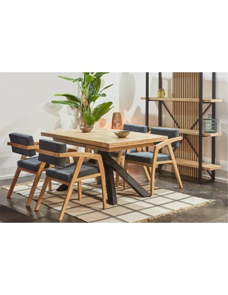 MESA COMEDOR EXTENSIBLE XENA 160 - 200 - 240 x 90 CM  ROBLE NORDISH / NEGRO