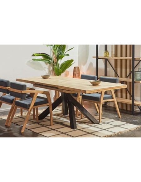 MESA COMEDOR EXTENSIBLE XENA 140 - 180 - 220 x 90 CM  ROBLE NORDISH / NEGRO