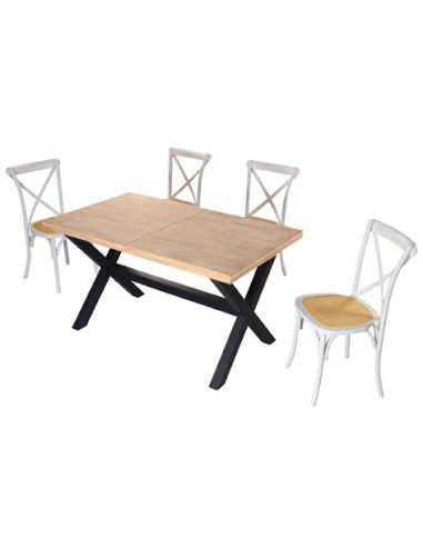 MESA COMEDOR EXTENSIBLE X-LOFT 140 - 180 - 220 x 90 CM  ROBLE NORDISH / NEGRO