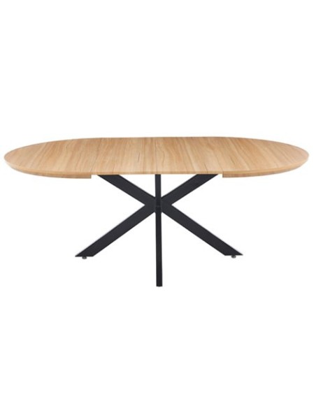 MESA COMEDOR REDONDA EXTENSIBLE CROSS 130 - 170 - 210 x 130 CM OAK / NEGRO