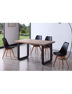 MESA COMEDOR EXTENSIBLE ROMA 140 - 180 - 220 x 80 CM ROBLE HONEY / NEGRO 2