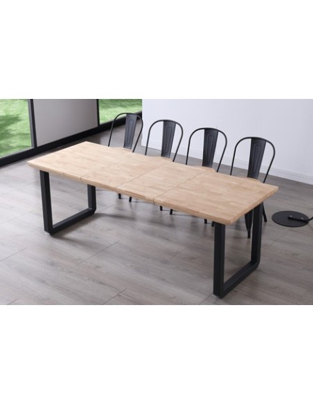 MESA COMEDOR EXTENSIBLE ROMA 140 - 180 - 220 x 80 CM  ROBLE NORDISH / NEGRO