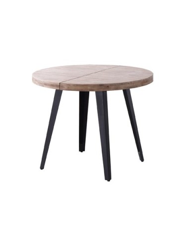 MESA COMEDOR REDONDA EXTENSIBLE BERG 100 - 140 - 180 CM  ROBLE HONEY / NEGRO