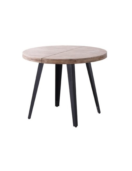 MESA COMEDOR REDONDA EXTENSIBLE BERG 100 - 140 - 180 CM  ROBLE HONEY / NEGRO