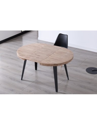 MESA COMEDOR REDONDA EXTENSIBLE BERG 100 - 140 - 180 CM  ROBLE HONEY / NEGRO