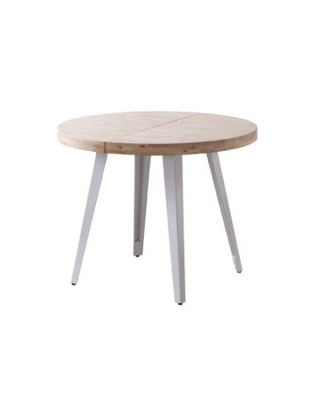 MESA COMEDOR REDONDA EXTENSIBLE BERG 100 - 140 - 180 CM ROBLE NORDISH / BLANCO