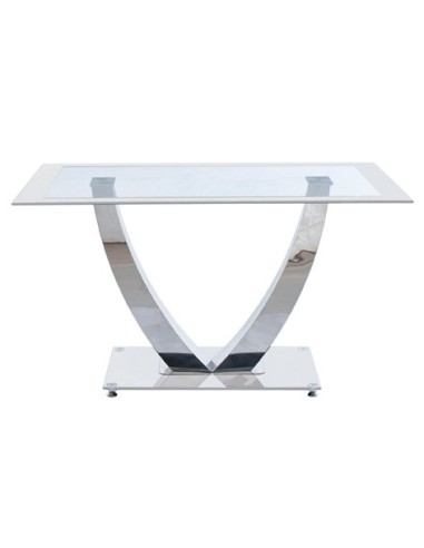 MESA COMEDOR DUBAI CRISTAL BLANCO / CROMO