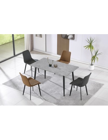 MESA COMEDOR FIJA BERNA 140 x 80 CM CERAMIC GREES GRIS