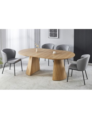 MESA COMEDOR REDONDA EXTENSIBLE DAMIANO 120 - 160 - 200 x 120 CM OAK