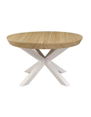 MESA COMEDOR REDONDA EXTENSIBLE BRADLEY 130 - 180 x 130 CM OAK / BLANCO