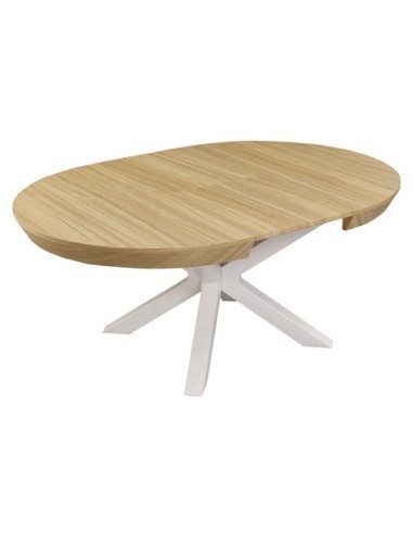 MESA COMEDOR REDONDA EXTENSIBLE BRADLEY 130 - 180 x 130 CM OAK / BLANCO