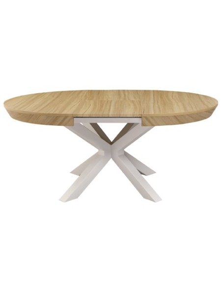 MESA COMEDOR REDONDA EXTENSIBLE BRADLEY 130 - 180 x 130 CM OAK / BLANCO