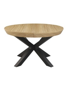 MESA COMEDOR REDONDA EXTENSIBLE BRADLEY 130 - 180 x 130 CM OAK / NEGRO