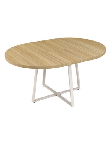 MESA COMEDOR REDONDA EXTENSIBLE SOFIA 110 - 160 x 110 CM OAK / BLANCO