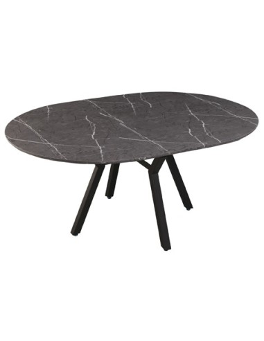 MESA COMEDOR REDONDA EXTENSIBLE PAUL 130 - 160 X 130 CM CERAMIC VULCANO / NEGRO