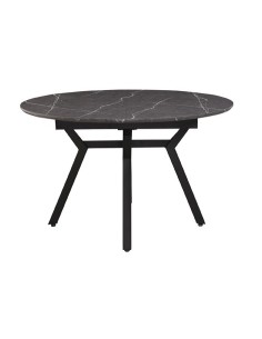 MESA COMEDOR REDONDA EXTENSIBLE PAUL 130 - 160 X 130 CM CERAMIC VULCANO / NEGRO 2