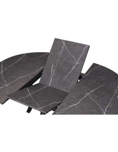 MESA COMEDOR REDONDA EXTENSIBLE PAUL 130 - 160 X 130 CM CERAMIC VULCANO / NEGRO