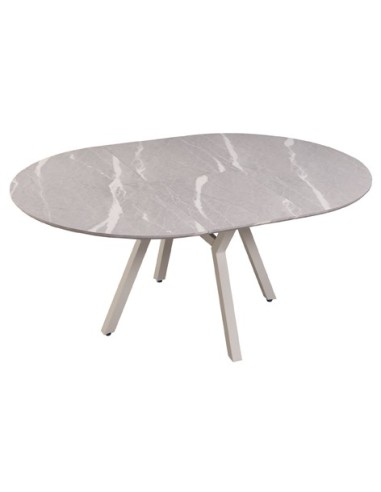 MESA COMEDOR REDONDA EXTENSIBLE PAUL 130 - 160 X 130 CM CERAMIC GREY / BLANCO