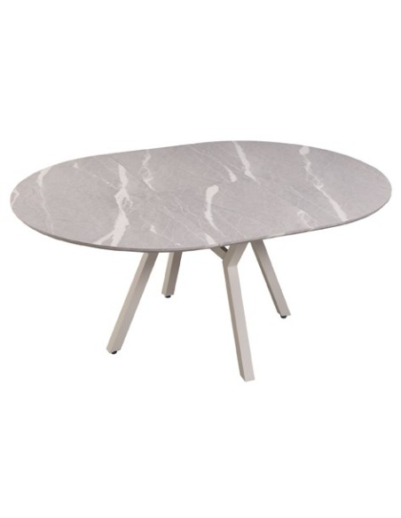 MESA COMEDOR REDONDA EXTENSIBLE PAUL 130 - 160 X 130 CM CERAMIC GREY / BLANCO