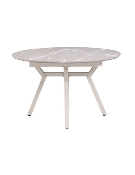 MESA COMEDOR REDONDA EXTENSIBLE PAUL 130 - 160 X 130 CM CERAMIC GREY / BLANCO