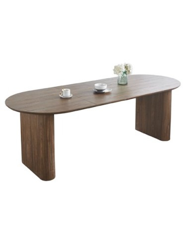 MESA COMEDOR OVAL EXTENSIBLE 150 - 190 - 230 CM PIETRA NOGAL